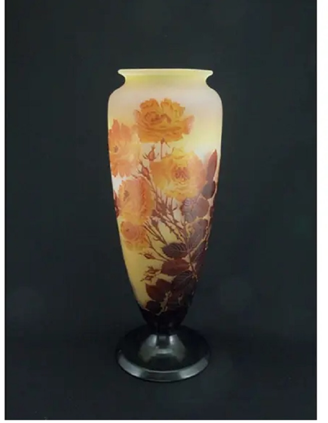 エミール・ガレ 「薔薇文花瓶」(高さ42.0cm)