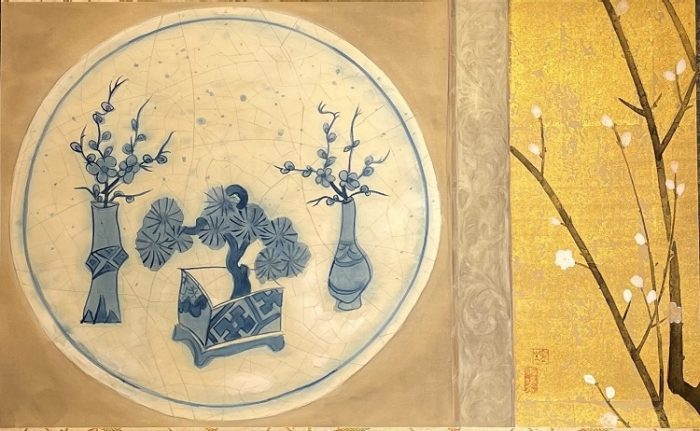菊池 玲生
皿と梅　31.5 × 52.5cm　