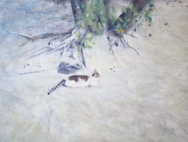 落合みづほ「海岸にいる」
（油彩画、22.7×30cm）