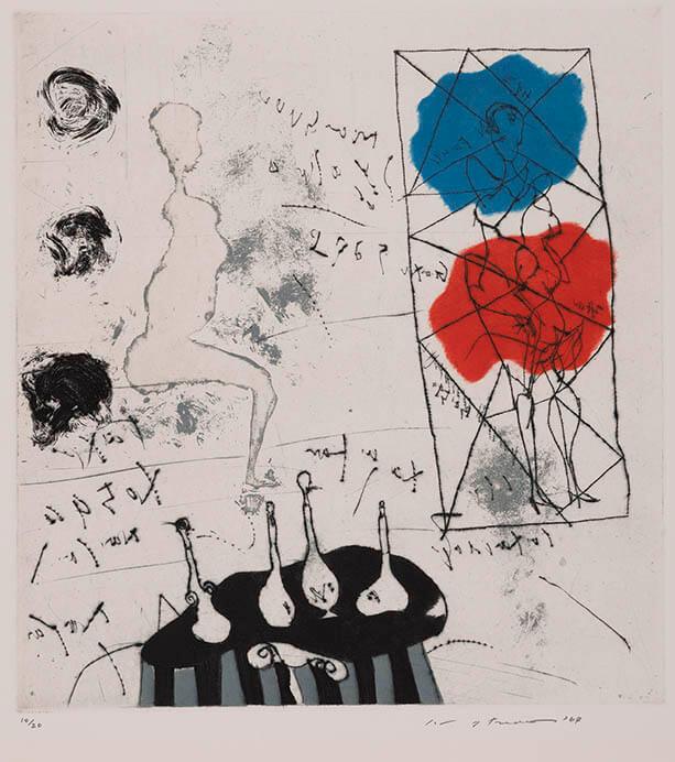 池田満寿夫《鏡の前の女》1964年　ドライポイント、ルーレット、エッチング　広島市現代美術館蔵

