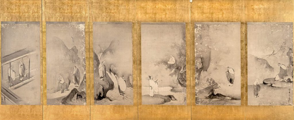海北友松《人物図押絵貼屏風》江戸時代初期　千葉市美術館蔵