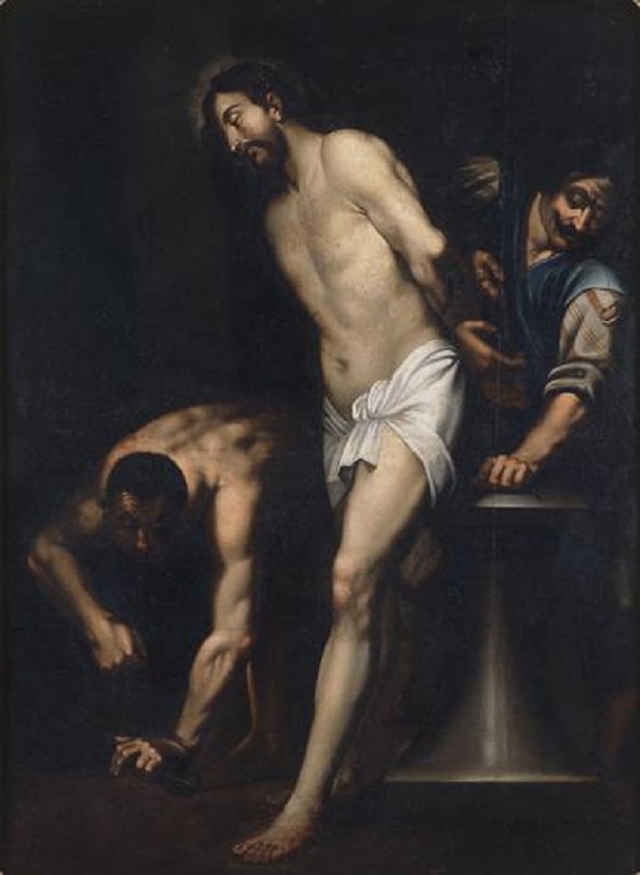 作者不詳（カスティーリャ派）《キリストの鞭打ち》17世紀、油彩・カンヴァス