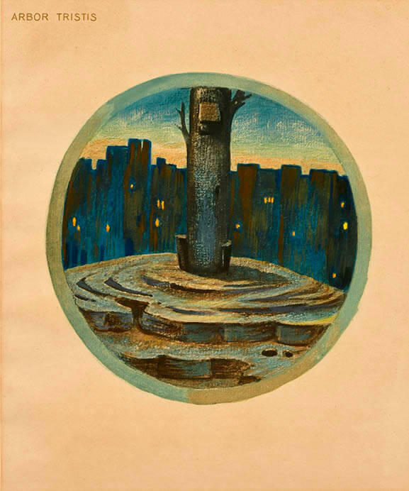 エドワード・バーン＝ジョーンズ『フラワーブック』より「悲しみの樹（ヨルソケイ）」　（原画1882-98年）　リトグラフ（多色）・手彩色　郡山市立美術館

