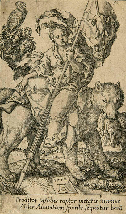 ハインリヒ・アルデグレーファー『悪徳』より「貪欲」　1552年　銅版　町田市立国際版画美術館

