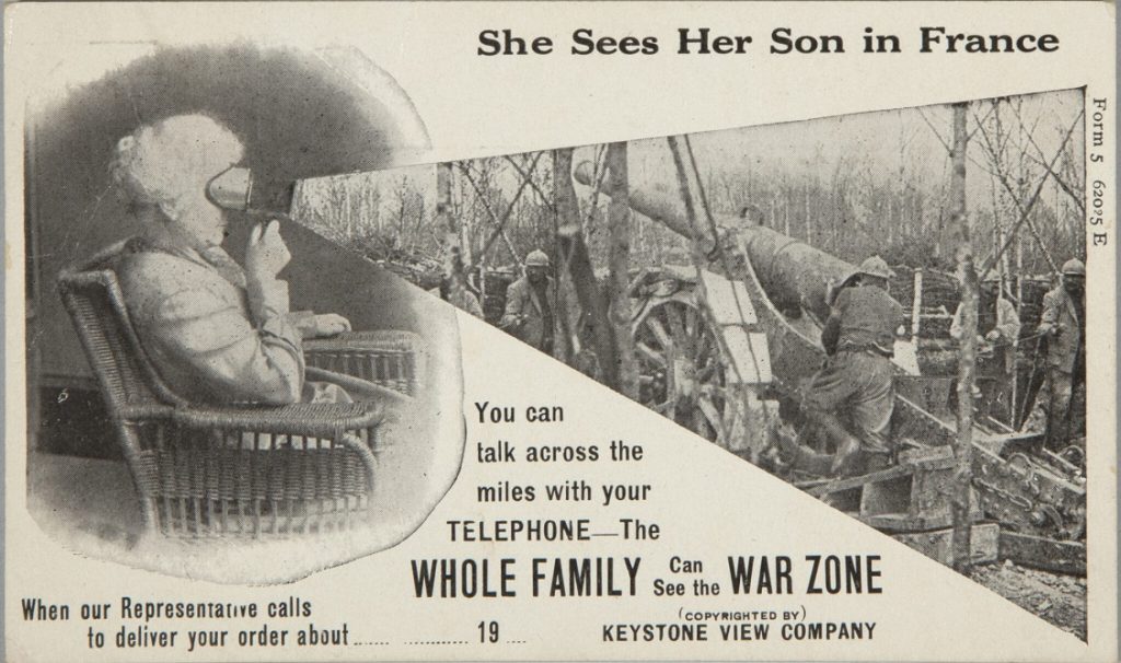 ポストカード『彼女はフランスにいる息子を見る』／キーストーン・ヴュー社／1917年頃