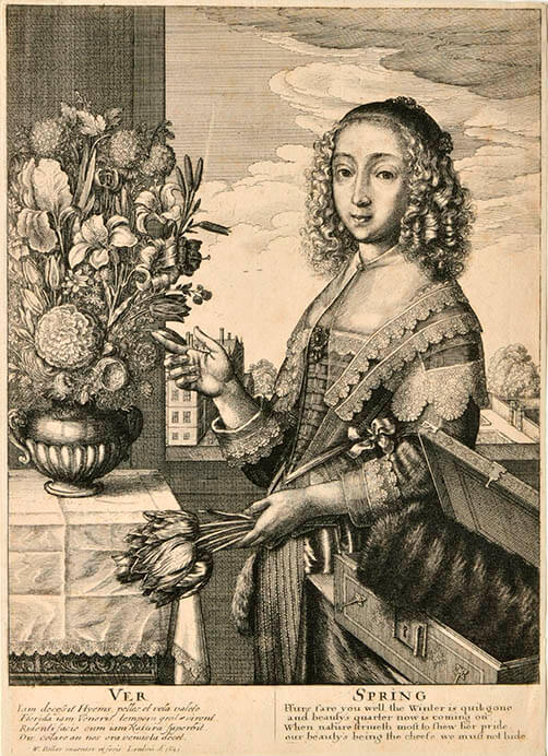 ヴェンツェスラウス・ホラー『四季』より「春」　1641年　銅版　栃木県立美術館

