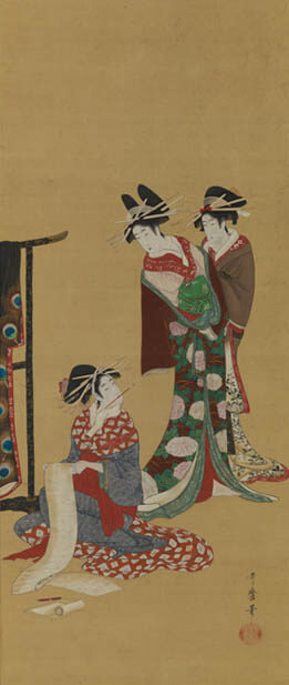 喜多川歌麿「三美人図」(部分)江戸時代中期　18～19世紀　岡田美術館蔵