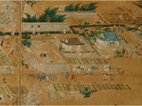 『洛中洛外図屏風』歴博甲本（部分）　 16世紀前半　本館蔵