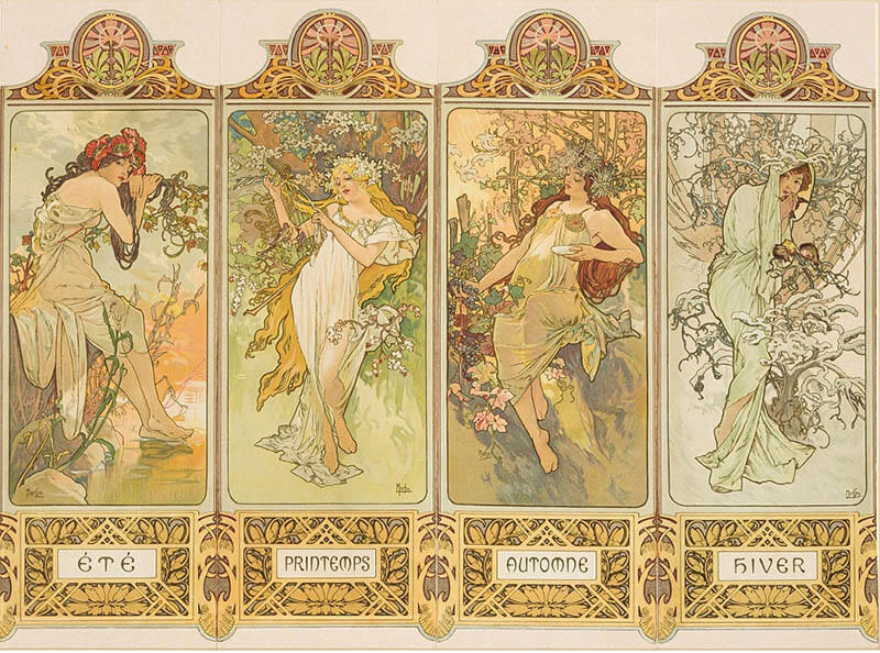 連作装飾パネル「四季：春、夏、秋、冬」1896年／チマル・コレクション

