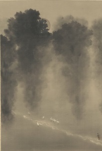 横山大観《木立に白鷺》明治37(1904)年