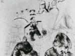 マルク・シャガール『死せる魂』より 《ゴーゴリとシャガール》1925 年 © ADAGP, Paris & JASPAR, Tokyo, 2022, Chagall®　G2792
