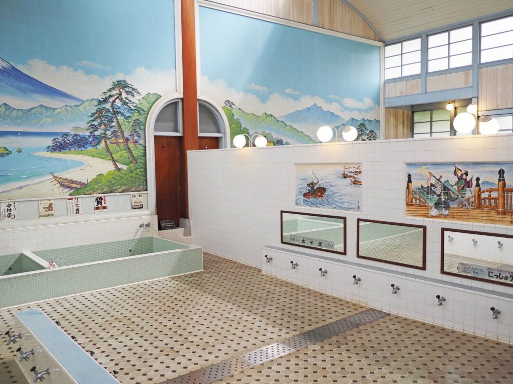 子宝湯浴室のタイル　1929年(昭和4年)　江戸東京たてもの園内

