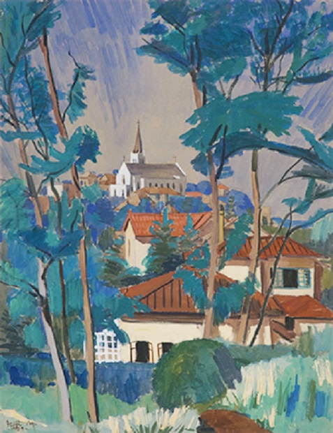 三橋兄弟治《教会の見える風景》1939年 水彩、紙 74.0×57.0cm

