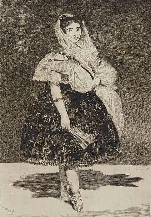 エドゥアール・マネ《ロラ・ド・ヴァランス》1863年、エッチング、アクアティント、国立西洋美術館

