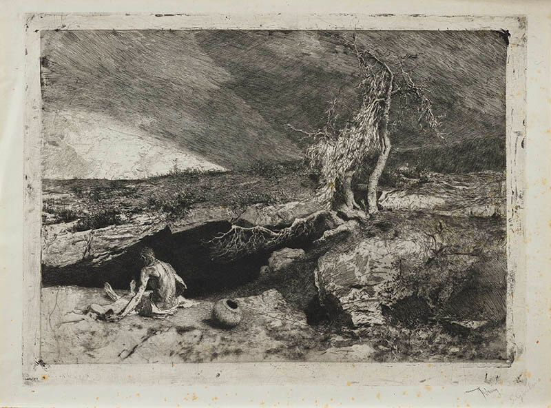 マリアーノ・フォルトゥーニ《隠遁者》1869年　エッチング、アクアティント　国立西洋美術館

