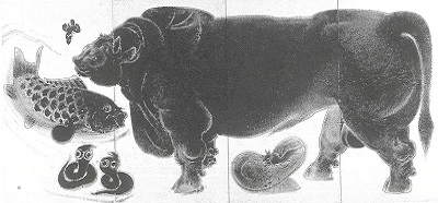 篁牛人《老子出関の図》(左半分)昭和44(1969)年

