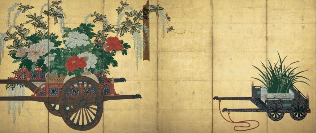 《花車図屛風》(左隻)　江戸後期　細見美術館蔵
