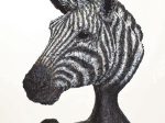遠藤良亮 「Life size -Zebra-」 62×70×37cm 新聞紙