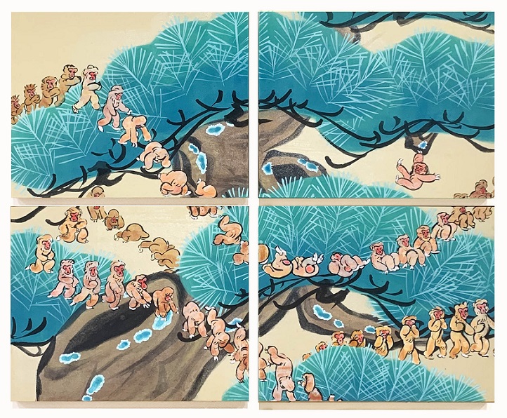 山羽春季・猪熊佳子合作「神前さるまわし」3号×4枚