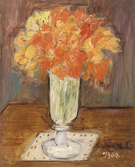 モーリス・ユトリロ《花》1940年、油彩・ボード　大川美術館所蔵

