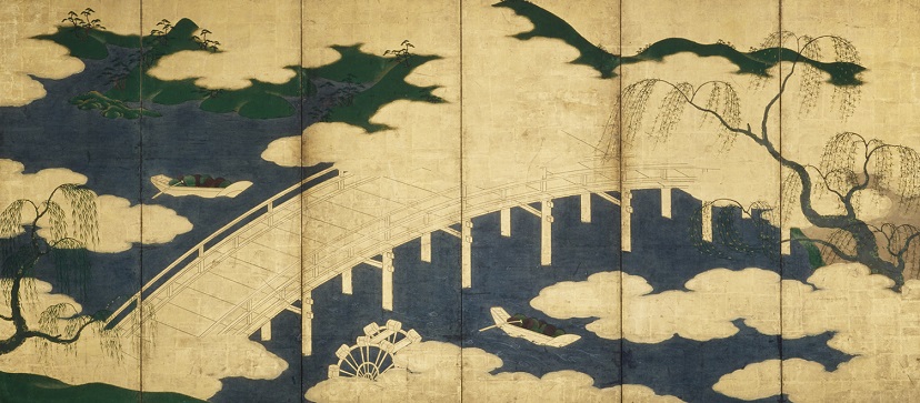 柳橋柴舟図屏風（右隻）　江戸時代・17世紀