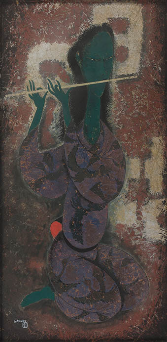 中村直人（仮題）《笛を吹く女》1952‐64年　上田市立美術館蔵

