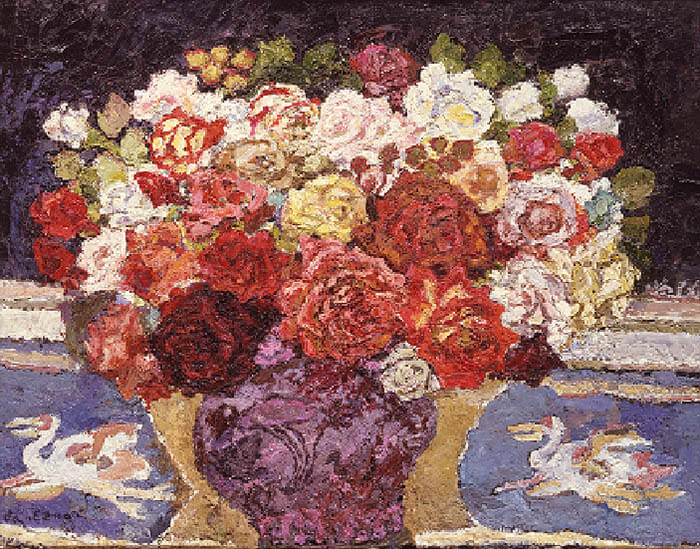 《薔薇（法華壺）》（1981年）油彩・カンヴァス、神奈川県立近代美術館蔵

