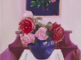 Red and Pink Roses Corner 2022 アクリル、油彩、キャンバス 65.2 x 53.0 cm