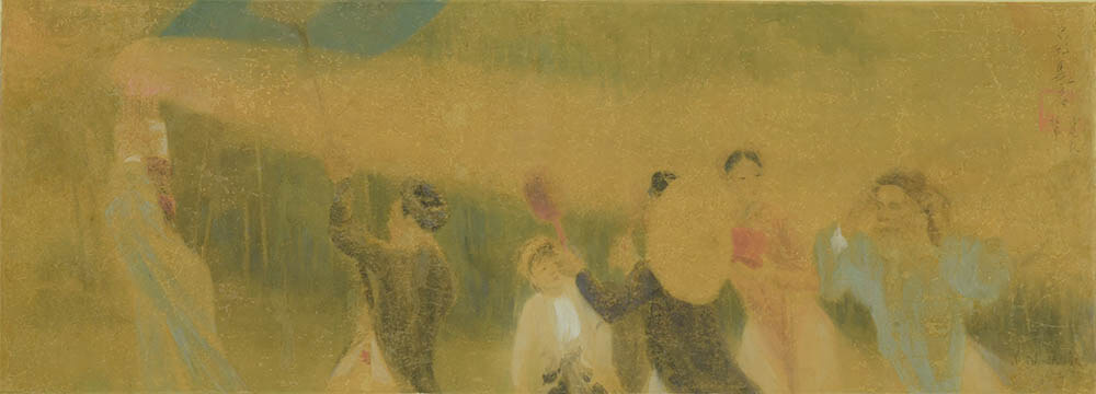 香炉の火煙（ひけむり） Nồi hương hóa　1938年　水彩、絹　29.0×80.5cm　グエン家蔵　©Nguyệt Tú

