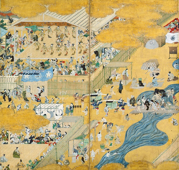 重要文化財　「四条河原遊楽図屏風」（左隻）　江戸時代・17世紀