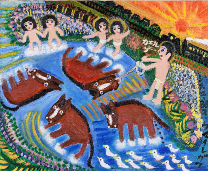塔本シスコ「ウマイレガワ」  2001年 キャンバス、油彩

