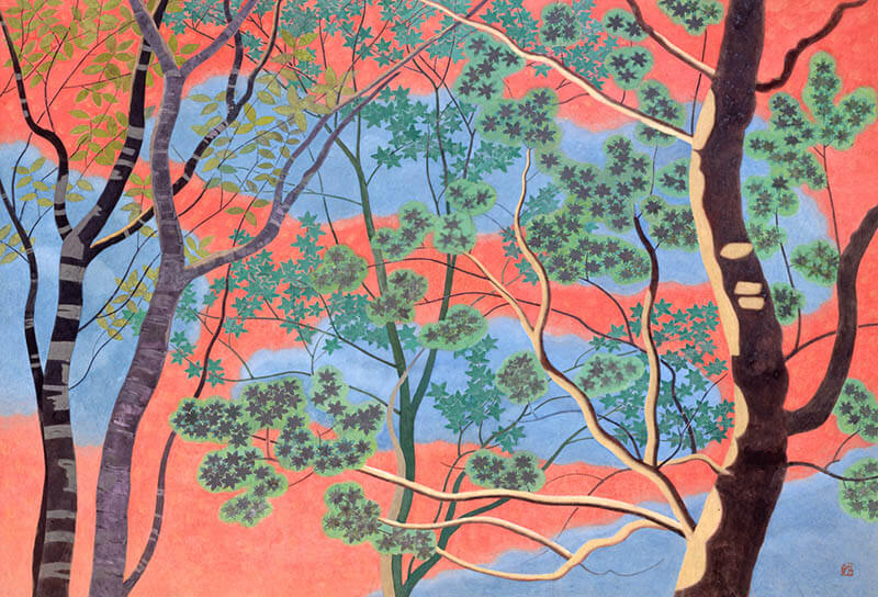 《樹間の茜》 1974 年 笠岡市立竹喬美術館蔵