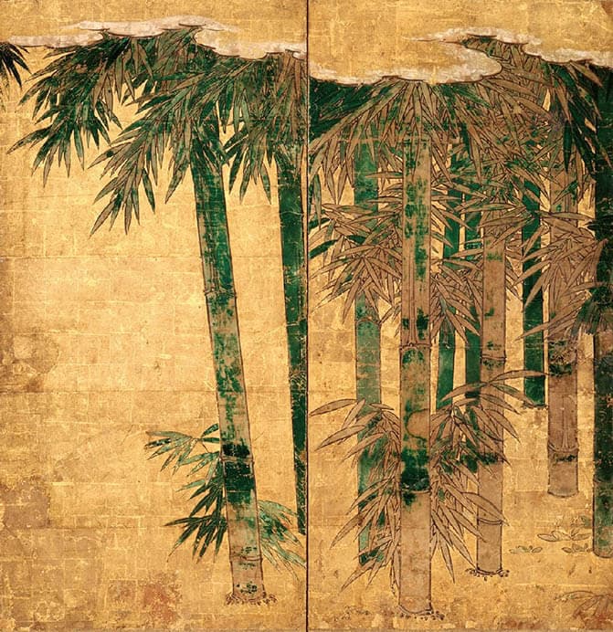 《竹図屏風》慶長15年(1610) 仙台市博物館蔵


