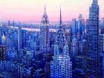 「ニューヨーク摩天楼夕景」 油彩・M20号