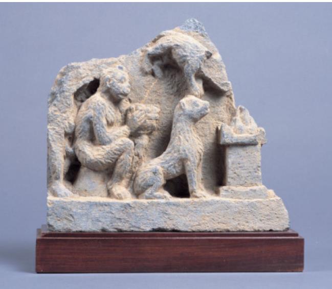 《兎本生浮彫》ガンダーラ　３～４世紀　龍谷大学