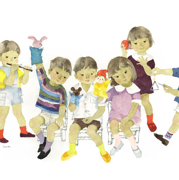 いわさきちひろ
指人形で遊ぶ子どもたち　1966年