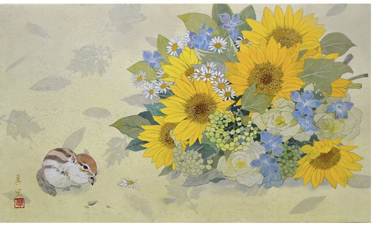 河本 真里「夏の花束」
サイズ：6号
岩絵の具 紙本