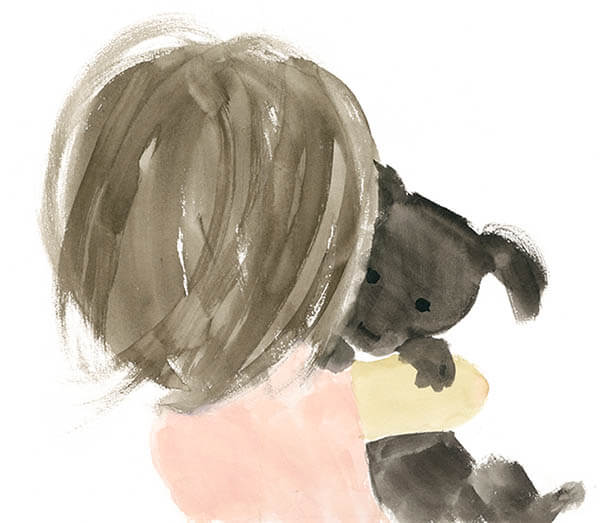 いわさきちひろ
小犬を抱く少女　『ぽちのきたうみ』（至光社）より　1973年
