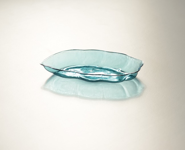 豆形和グラス皿（吹きグラス）W17×D10.2×H2.4cm