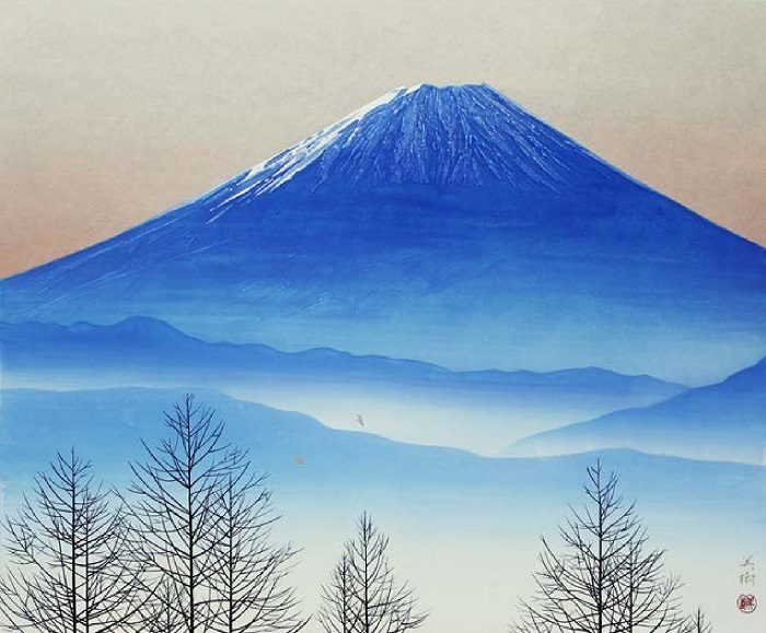 野地 美樹子「青富士」F12号、日本画