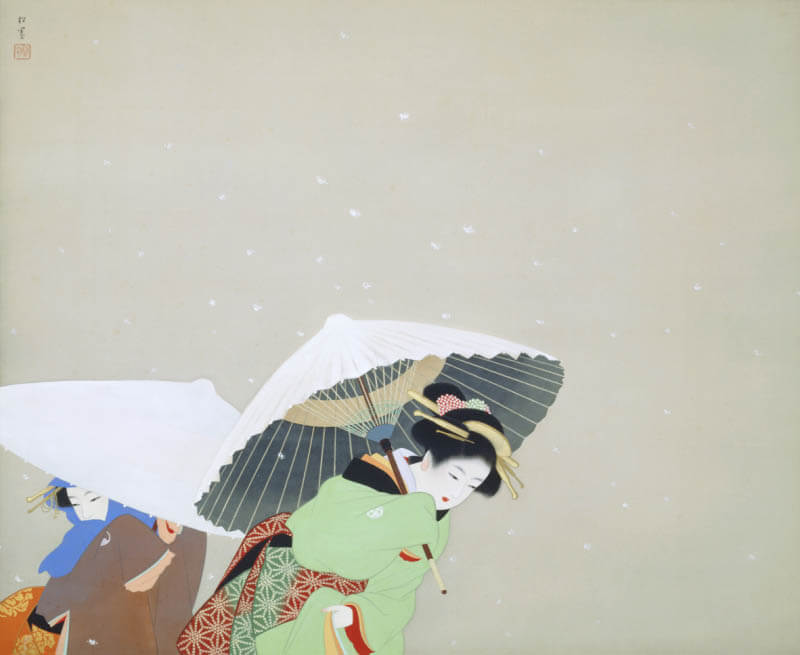 上村松園《牡丹雪》1944(昭和19)年　絹本・彩色　山種美術館

