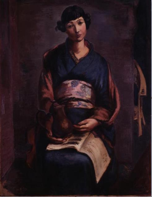 《着物の婦人1930、油彩・カンヴァス、145.5×112.0