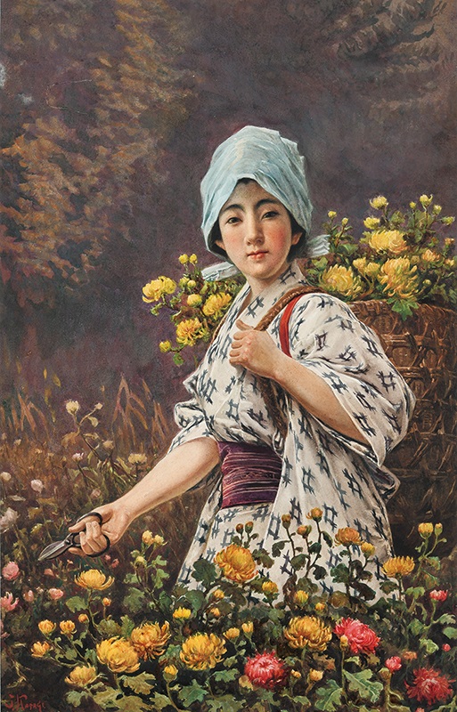 笠木治郎吉《花を摘む少女》1897-1912年頃

