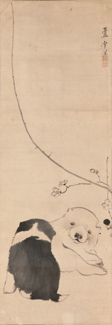 長沢芦雪《梅花双狗図》
江戸時代・18世紀
個人蔵