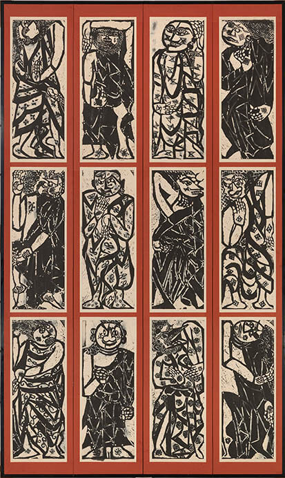 棟方志功《幾利壽當頌耶蘇十二使徒屏風》1953年　五島美術館

