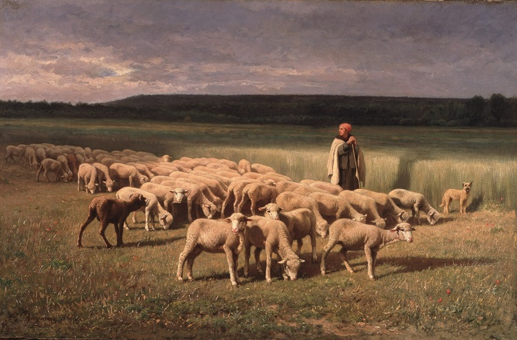 ジャン=フェルディナン・シェニョー〈草原の羊飼いの少女と羊の群れ〉1863年　北海道立帯広美術館蔵