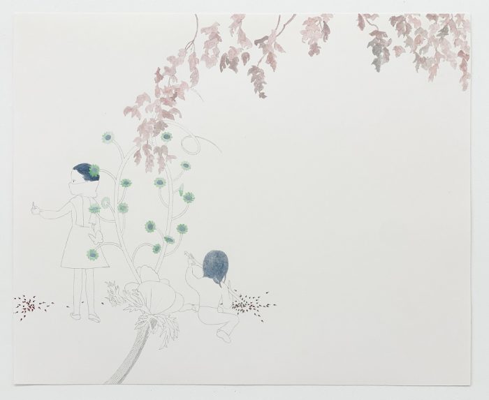 横井 七菜 「Dandelion」 2022年 pencil and acrylic on paper 35.2 × 44 cm ©nana yokoi HAGIWARA PROJECTS