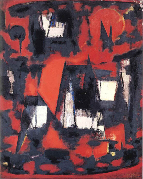 土橋醇《イル・ド・フランス》1956（昭和31）年　油彩・キャンバス　162.0×130.0㎝　郡山市立美術館蔵