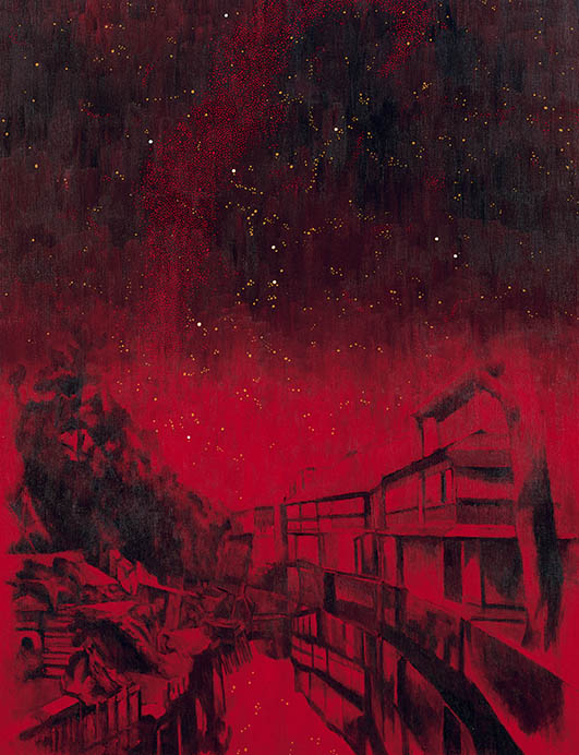 横尾忠則《水のある赤い風景》1996年　作家蔵（横尾忠則現代美術館寄託）

