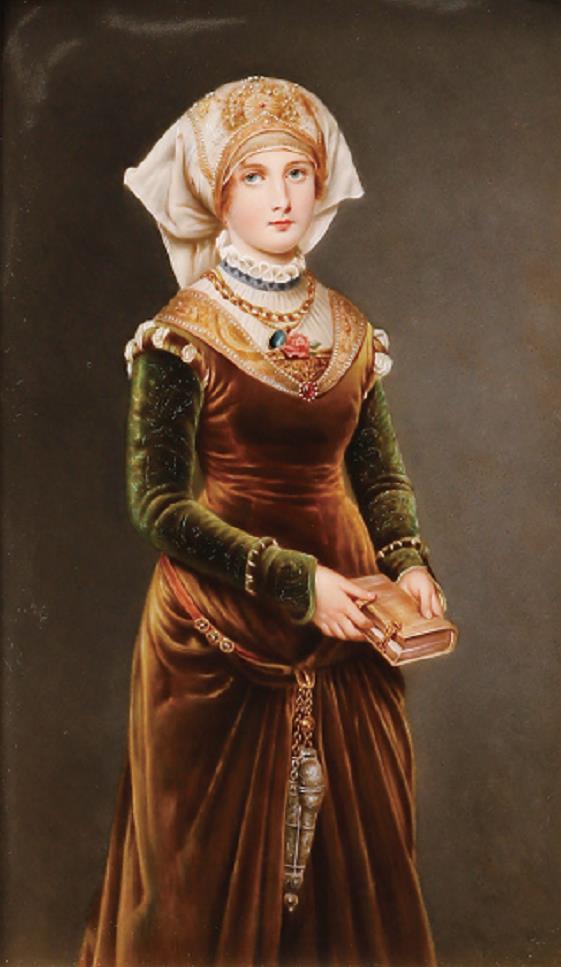 〈ベルリンK.P.M.〉

「手帳を持つ女性」

画面寸法：縦32cm 横19cm

19世紀後半頃